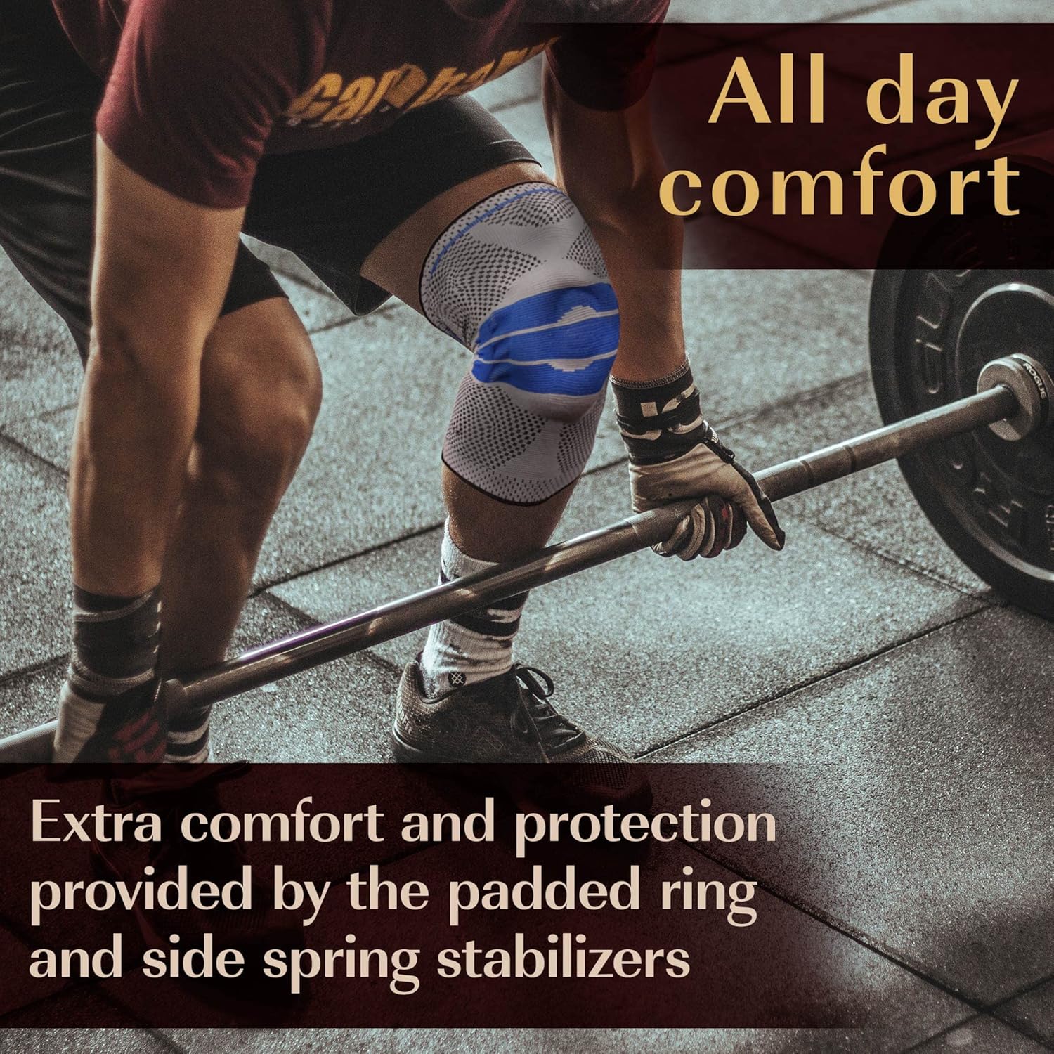 Copper D Copper Compression Knee Sleeve - Rayon from Bamboo Charcoal Copper Infused Knee Support Brace
