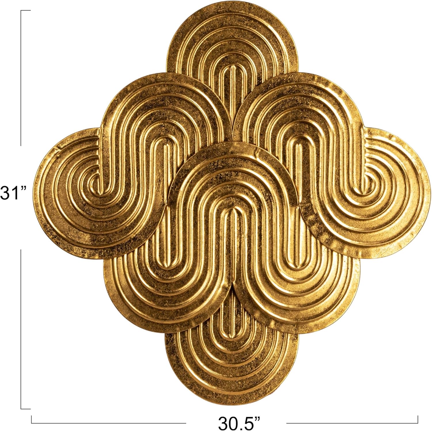 Creative Co-Op Decorative Waves Metal Wall Art, Gold