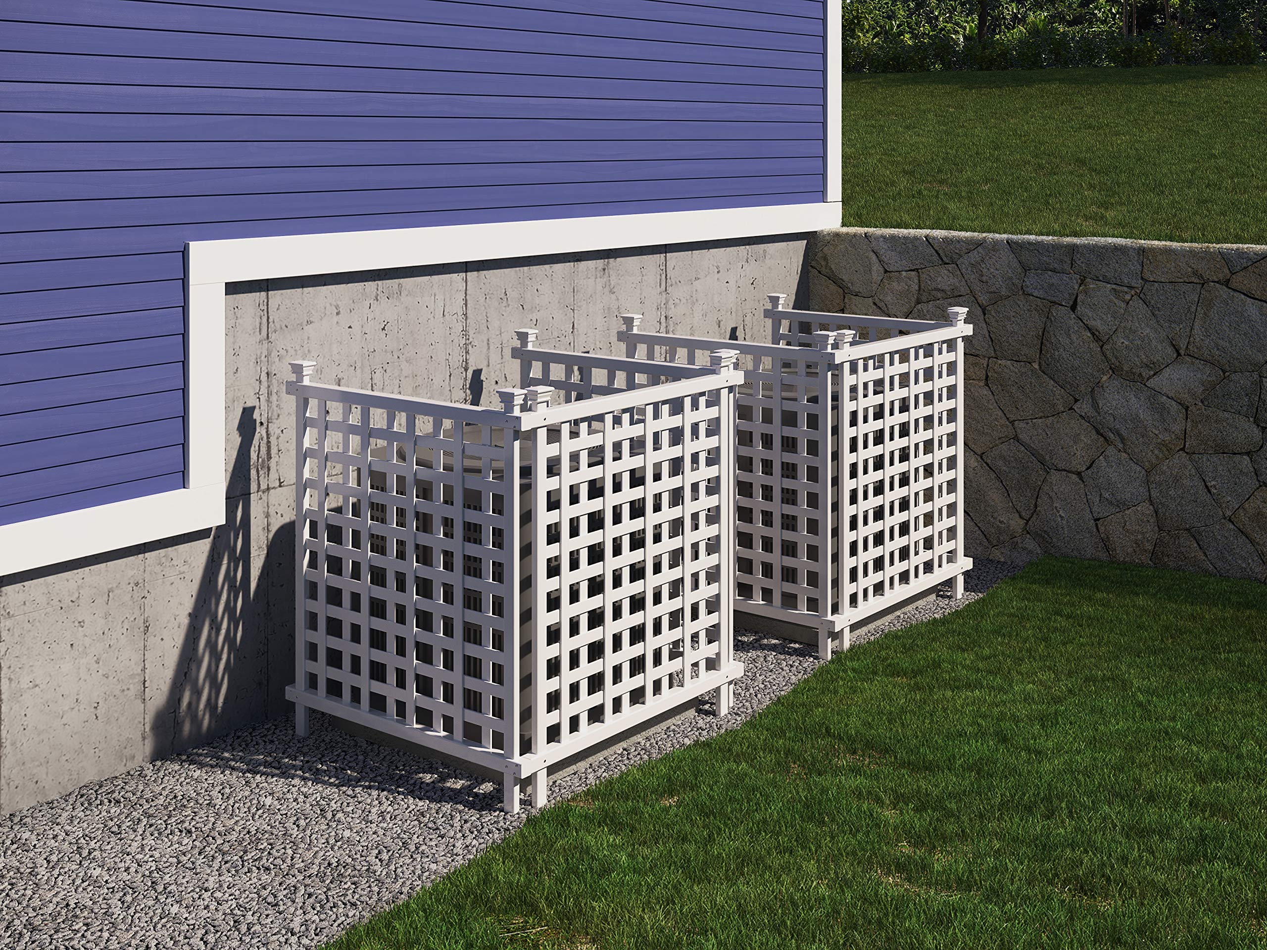 Zippity Outdoor Products ZP19052 Liberty Lattice 42” X 36 Enclosure to Cover Outdoor Garbage or AC Units White Vinyl Privacy Screen