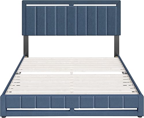Miniatura 170 de Boyd Sleep Beaumont - Cama de plataforma tapizada con cabecero, base de colchón con 14 soportes de listones de madera, no requiere somier, piel