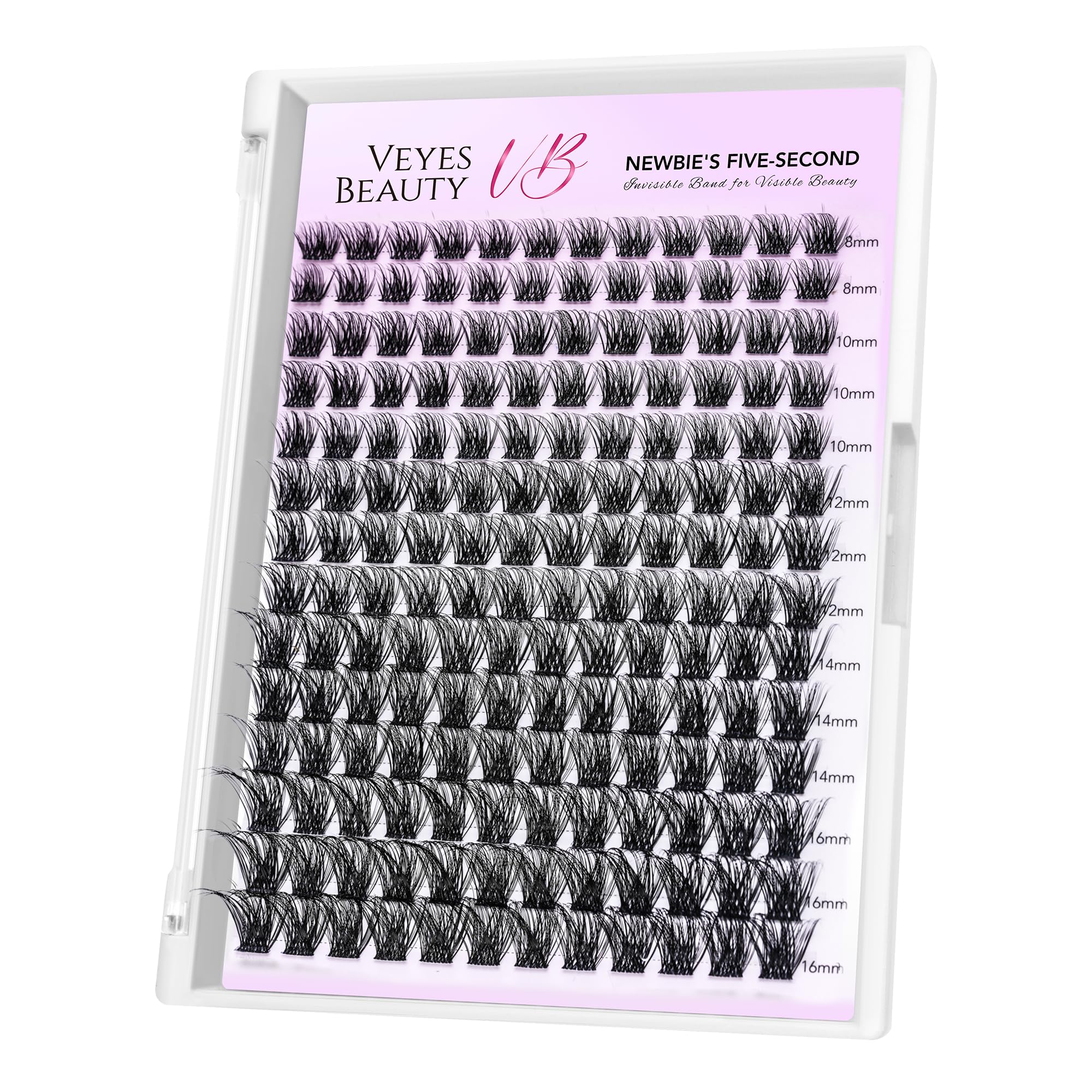 VEYESBEAUTY Lash Clusters Individual Eyelash Extensions Thin Invisible Band DIY False Eyelashes for Self-application Newbies Five-Second Series Wispy