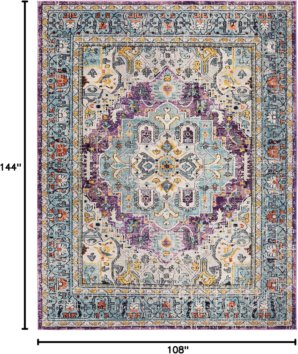 SAFAVIEH Monaco Collection Area Rug - 9' x 12', Violet/Light Blue, Geometric Design, Ideal for High Traffic Areas in Living Room, Bedroom, Dining (MNC251L)