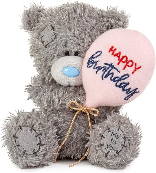 Me to You Tatty Teddy 10cm Happy Birthday Bear Holding Balloon - Official Collection, Grey - 3