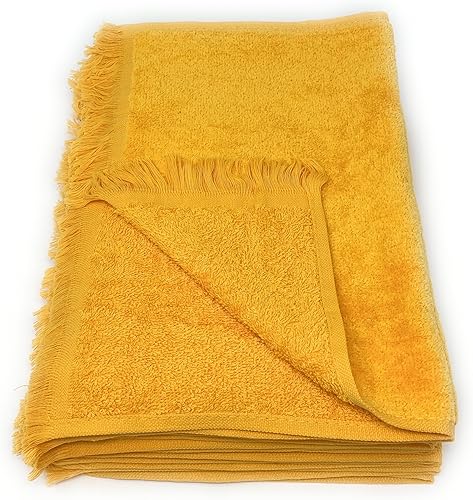 Miniatura 6 de Paquete de 12 toallas de rizo reversibles con flecos con dobladillo (tamaño 11 pulgadas de ancho x 18 pulgadas de largo), algodón (dorado) a precio
