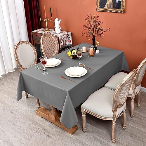 Miniatura 2 de MEANMOY Mantel cuadrado color gris de 7.35 ozm, resistente al agua y a las manchas, mantel rectangular sólido de 54 x 54 pulgadas, tela de poliéster