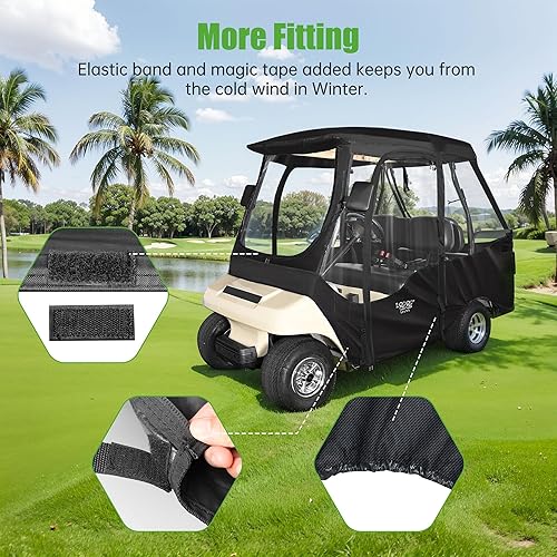 Miniatura 6 de 10L0L Carro de golf para 4 pasajeros, carcasa de conducción para carrito de golf, cubierta de lluvia para Club Car DS techo corto, impermeable,
