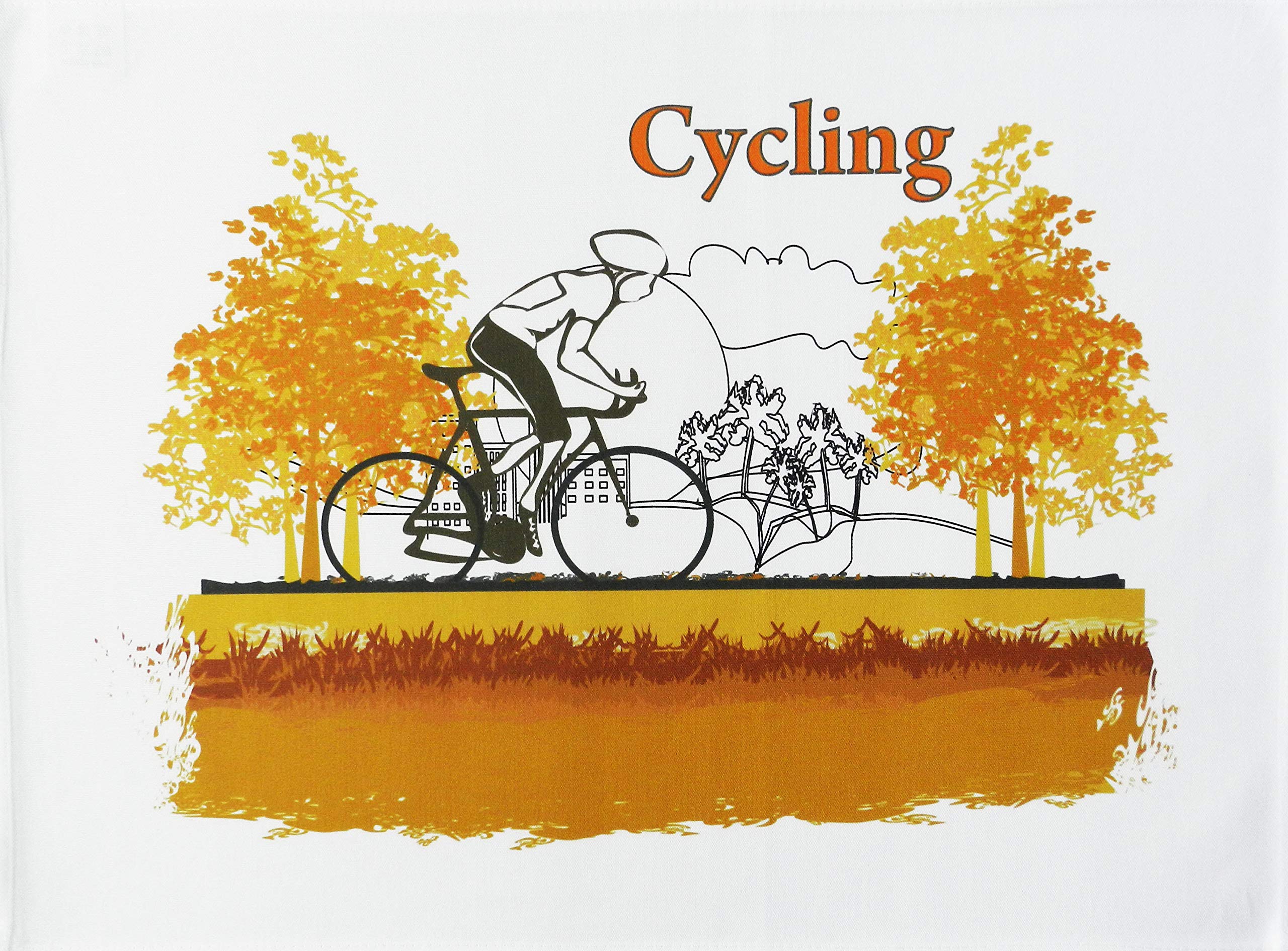 Half A Donkey Multicolour Cycling Large Cotton Tea Towel