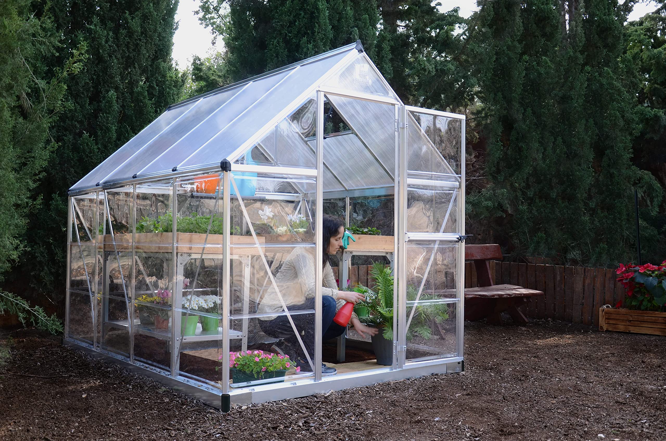 Canopia by Palram Serre de Jardin Hybrid 4.6m² (Argent) Cadre en Aluminium, Panneaux en Polycarbonate, Résistant aux UV