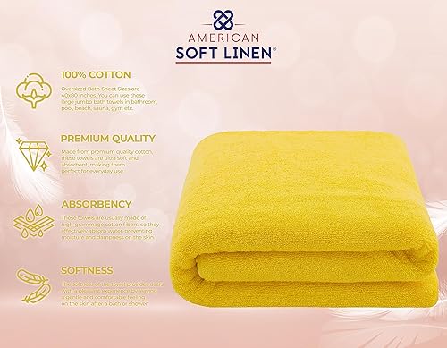 Miniatura 695 de American Soft Linen - Juego de 4 toallas de baño, 100% de algodón turco de 27 x 54 pulgadas, toallas de baño extragrandes, toallas para ducha