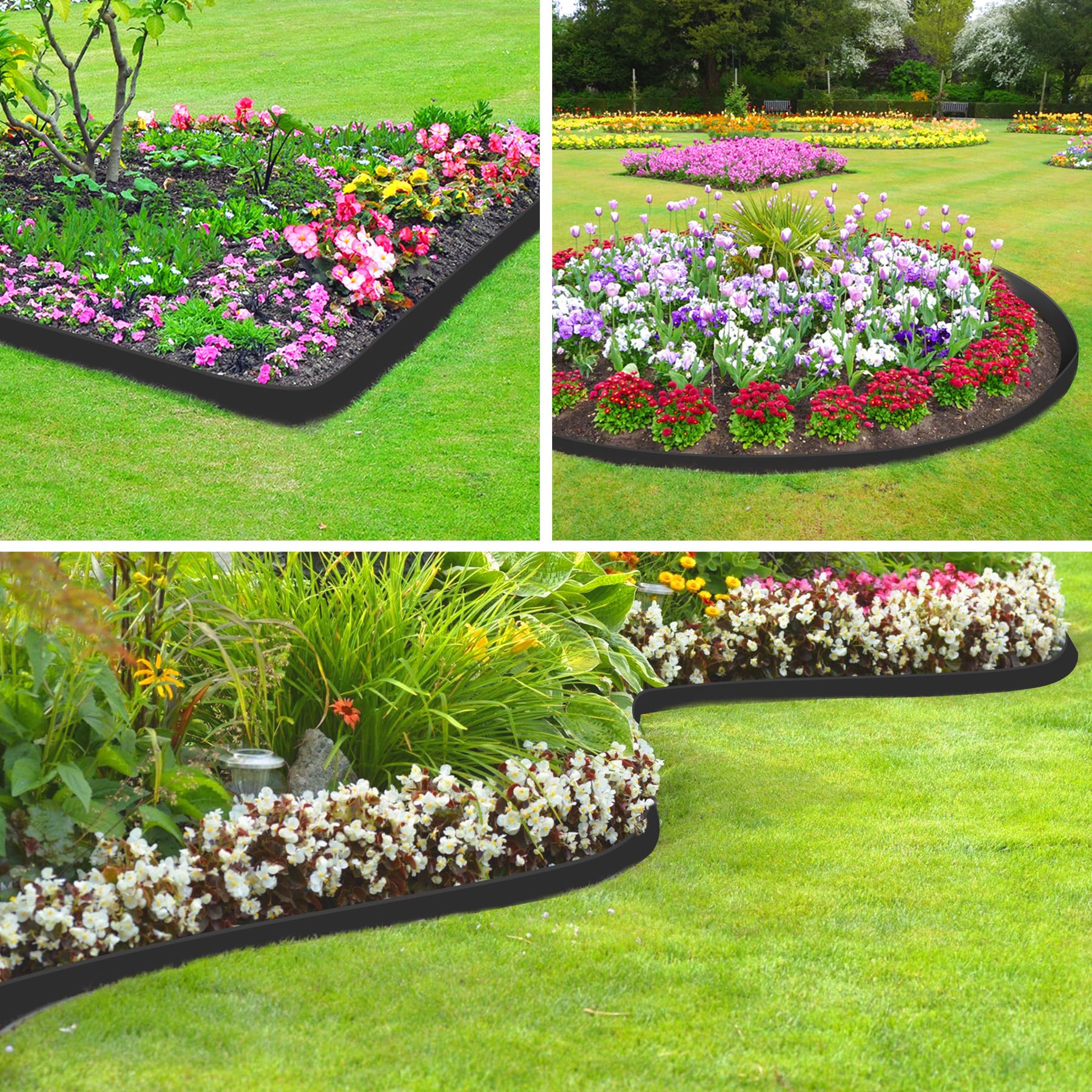 Forever Speed Bordure de Jardin en Plastique Flexible 20m x 5cm(LxH) [120 Ancrages au Sol + 2 Paire de Gants] Bordure de Gazon Bordure de Pelouse Clôtures de Jardin - Noir