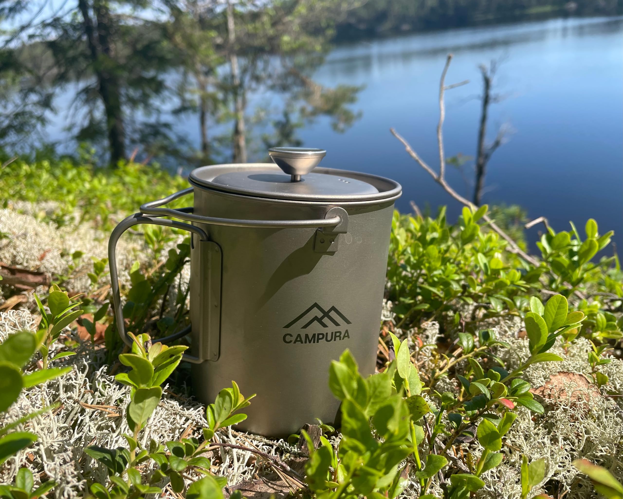 Titan French Press Topf - 750ml mit Edelstahl Hand-Kaffeemühle, Präzisionsfilter, Leicht & Kompakt - Outdoor Kaffeekocher, Camping French Press