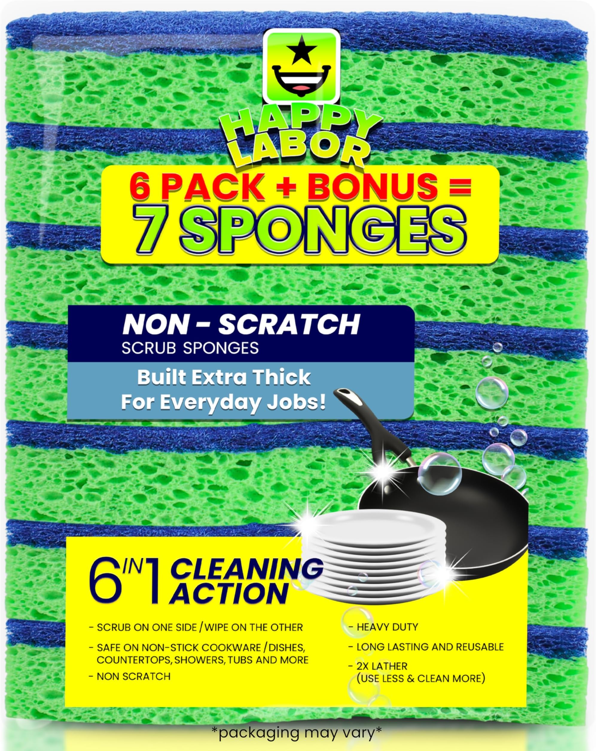 Heavy Duty Scrub Sponge Cleaning Sponge-7PACK. [Household Cleaning Supplies Household Supplies | Dish Sponge Soft Scrub Daddy Sponges Kitchen Sponges for Dishes Dawn Dishwashing Liquid]