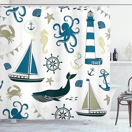 Miniatura 40 de Ambesonne Decor Collection cortina para regadera de baño de poliéster Gris y amarillo,Negro Blanco,Mostaza Camel,Gris carbón amarillo,Crema,Crema