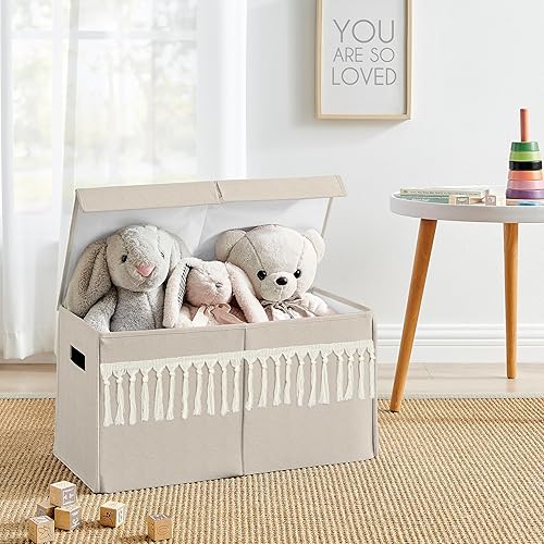 Miniatura 2 de Sweet Jojo Designs Caja de almacenamiento de juguetes de tela bohemia bohemia para bebé, habitación de niños, color gris pardo, beige, marfil,