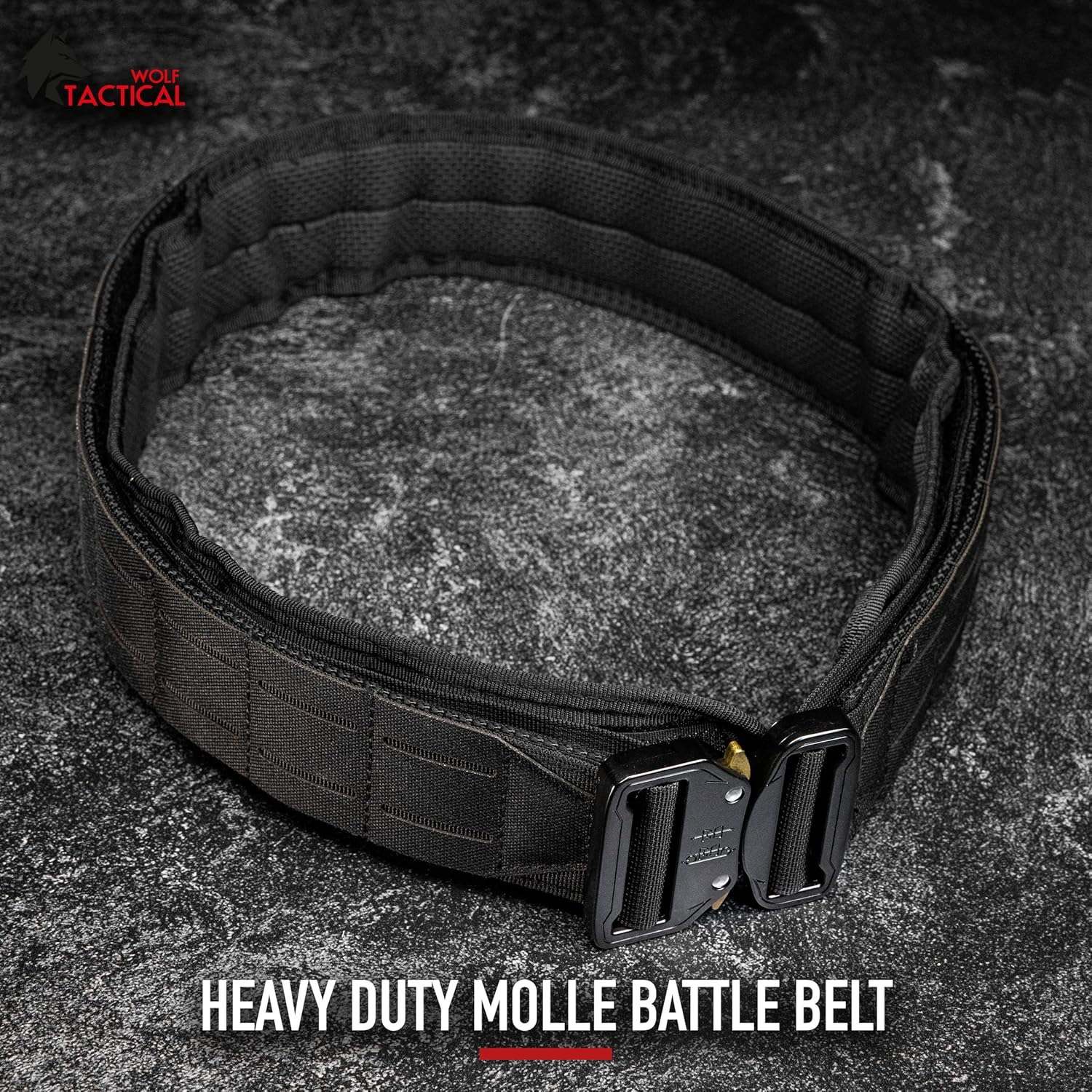 WOLF TACTICAL Molle Battle Belt – War Belt Battle Belts Tactical Gun Belt Duty Belt 2” Quick-Release Combat Belt - Image 3