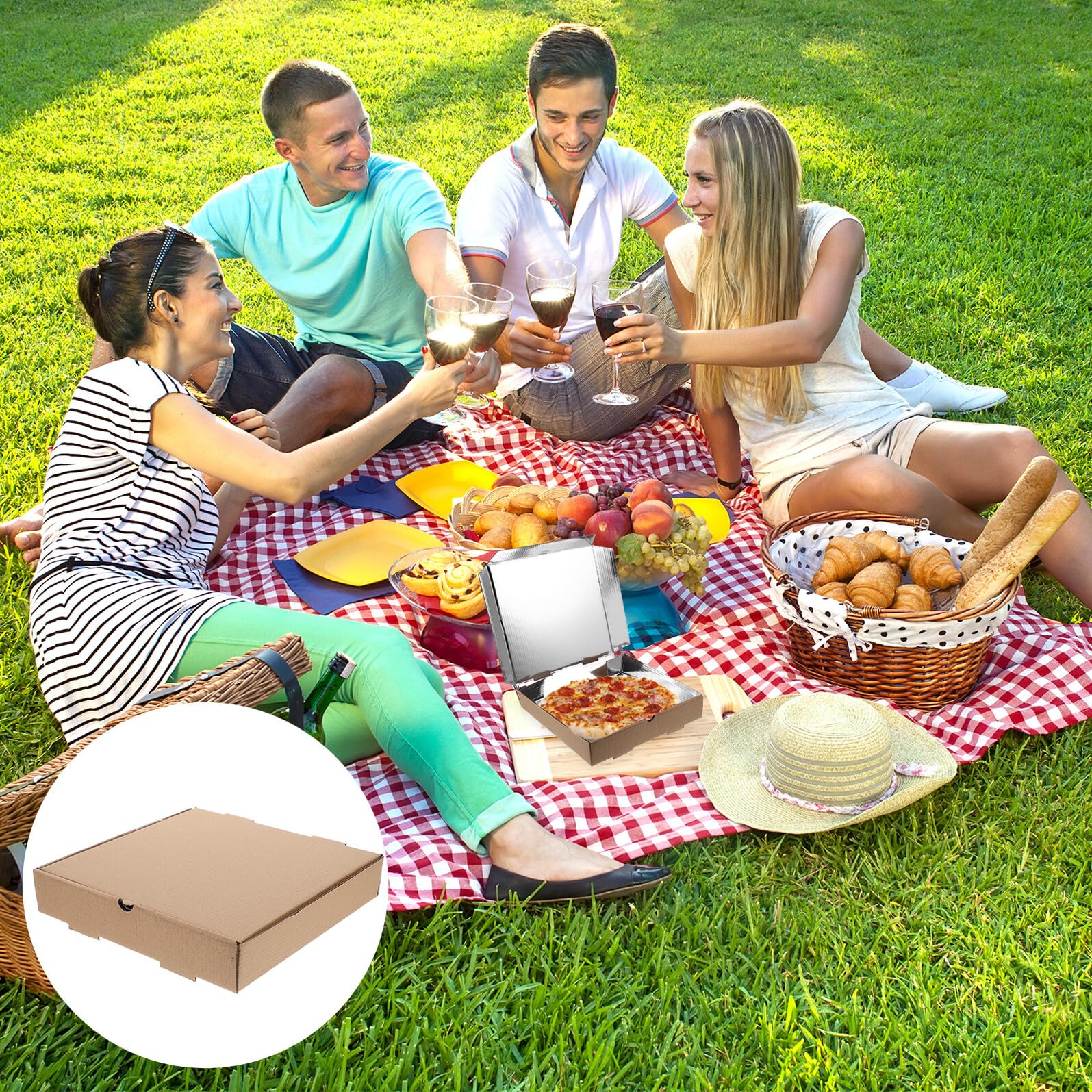 VANZACK Scatole per Pizza 10 Pezzi in Cartone Ondulato Contenitori per Pizza Rivestimento in Alluminio da Asporto per Pizzerie e Consegne