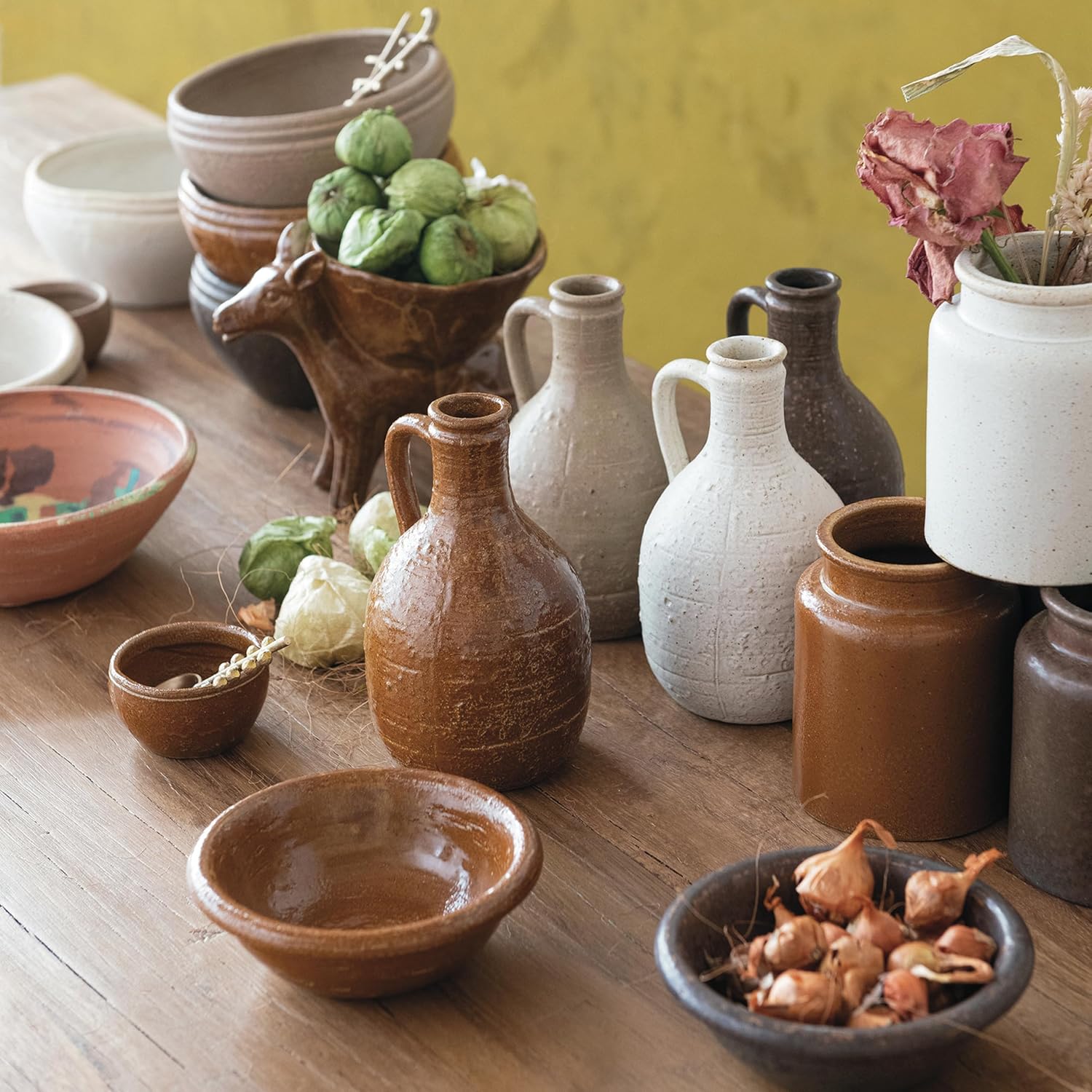 Creative Co-Op, Multicolor, Rustic Reactive Glaze Stoneware Jars, Set of 4, Small