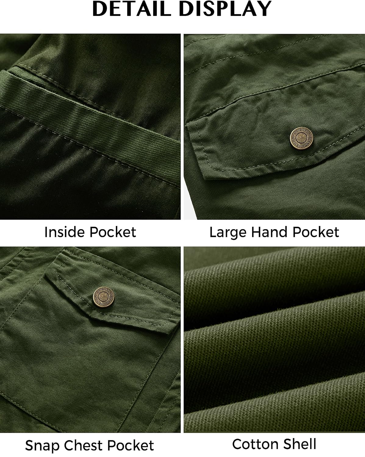 WenVen Women's Lightweight Canvas Cotton Military Jacket Utility Lapel Anorak - Image 7