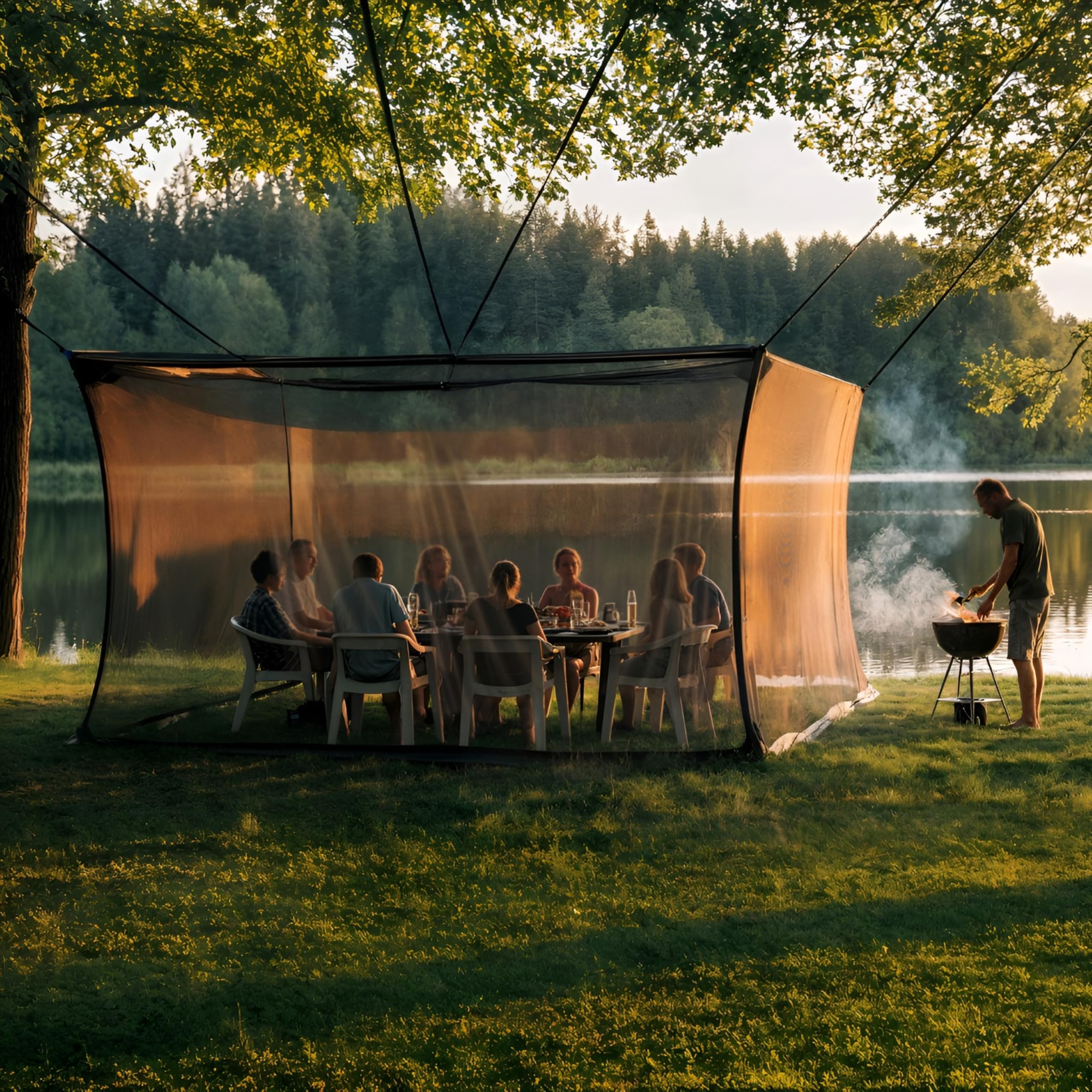 Mosquitera XXL 300 x 500 x 250 cm malla 220 negro 5 m para tienda caravana