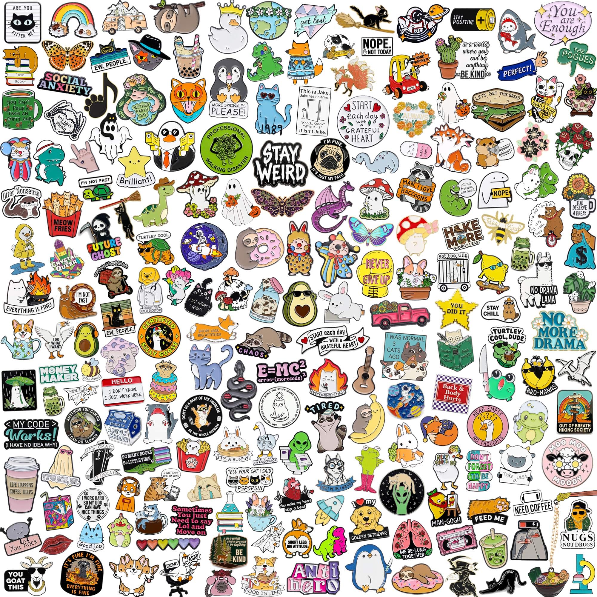 SINCCO 20/40/50 PCS Cute Enamel Pins Bulk, Funny Backpack Pins Aesthetic Lapel Badge Pins Set Assorted Enamel Brooch Pins for Backpacks, Hats, Bags, Landyards