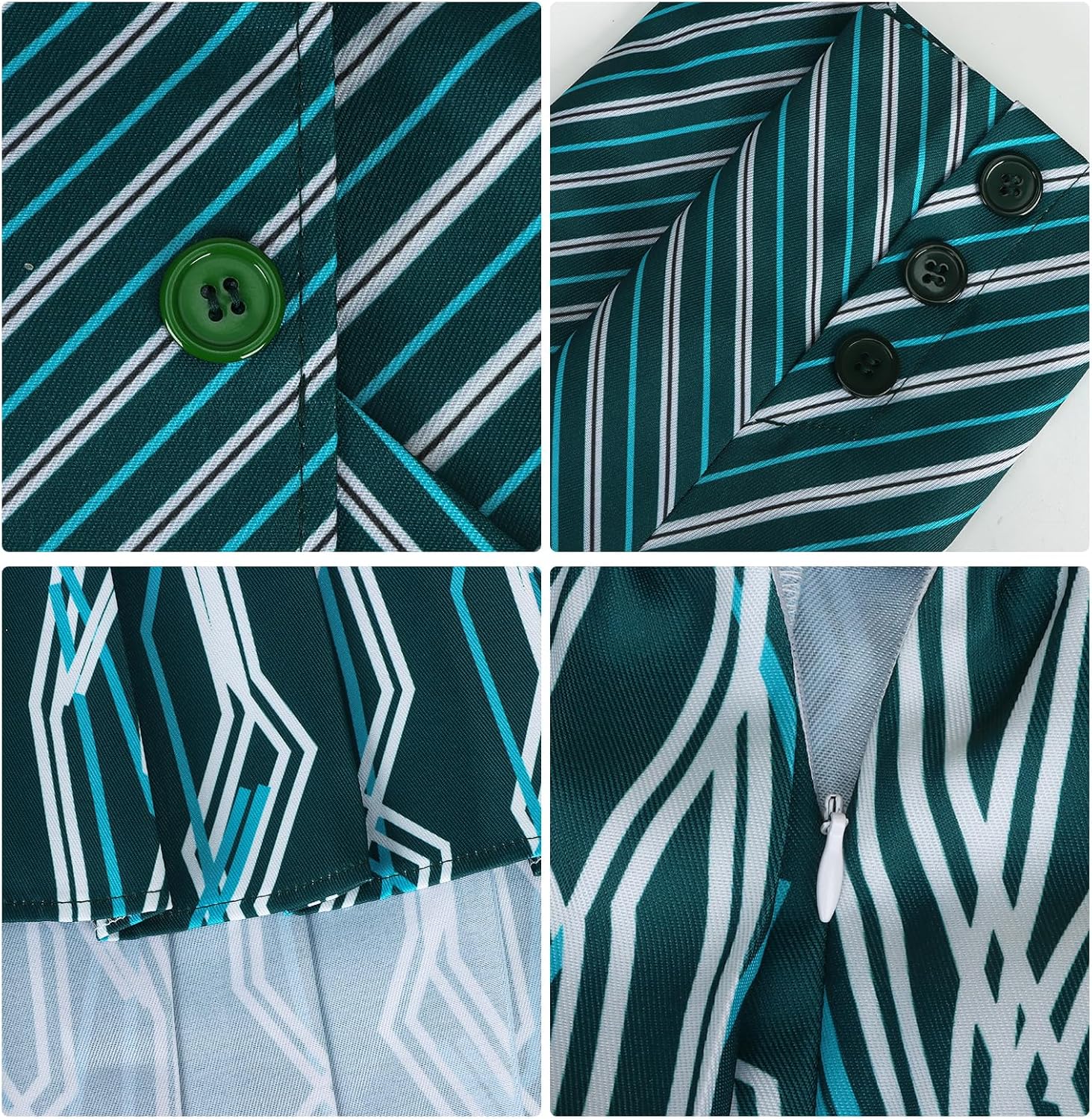 AMNPOLEN Women ShenShen Costume Witch Striped School Uniform Shirt Jacket Skirt Outfit Halloween Movie Cosplay Set - Image 6