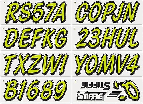 Miniatura 3 de STIFFIE Whipline - Calcomanías de identificación alfanuméricas, adhesivos de números de registro para barcos y embarcaciones personales, color lima