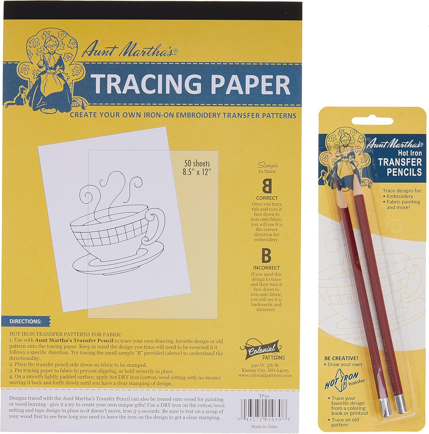 Aunt Martha's Create Your Own Iron-On Pattern Kit,Yellow,8 inch x 11 inch