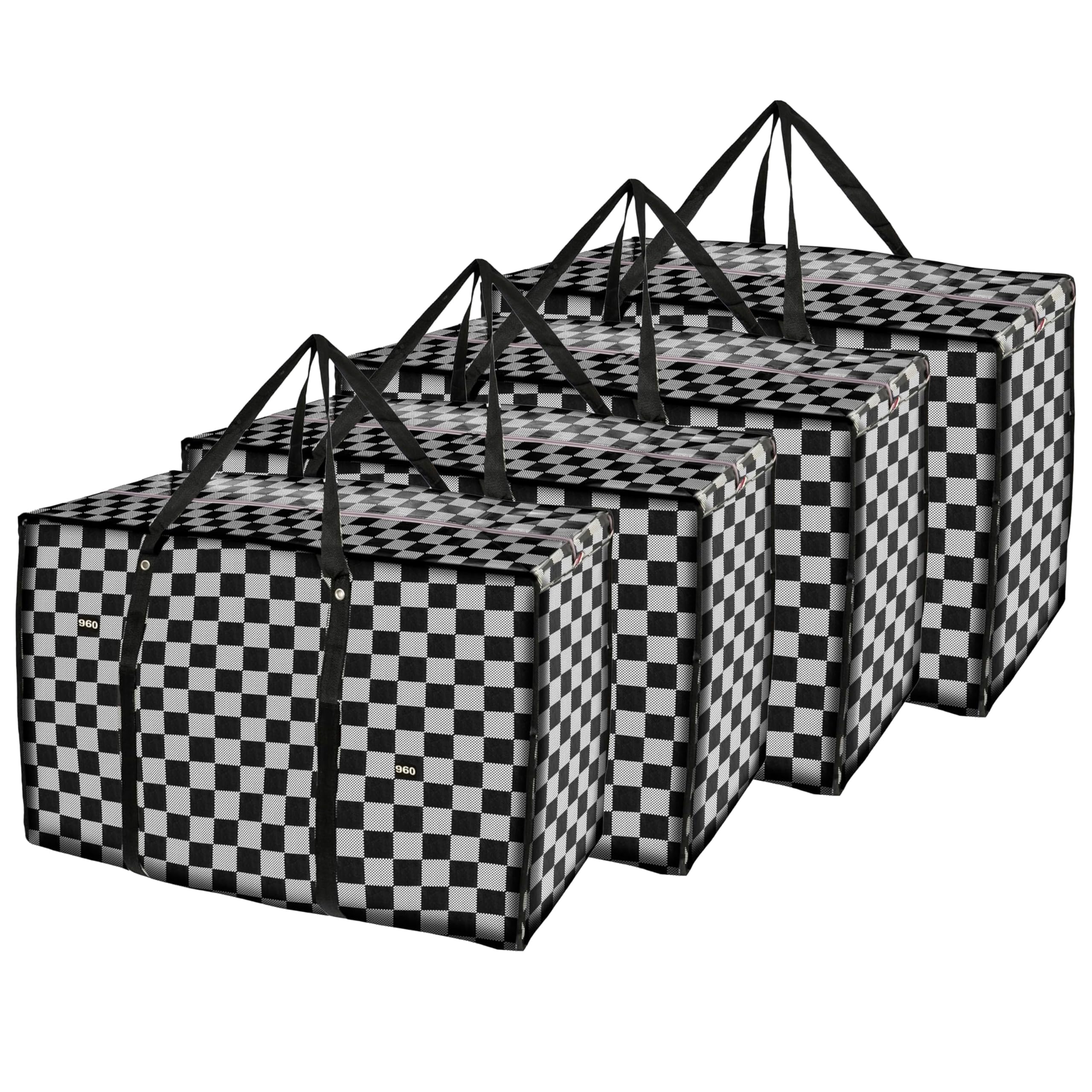 Storite 4 Pack Multi-Purpose Plastic Heavy Duty 145 L Moisture Proof Jumbo Size Underbed Storage Bag/Toys/Stationery Paper/Clothes Storage Bag/Moving Bags with Strong Handle (88x59x28cm, Grey)