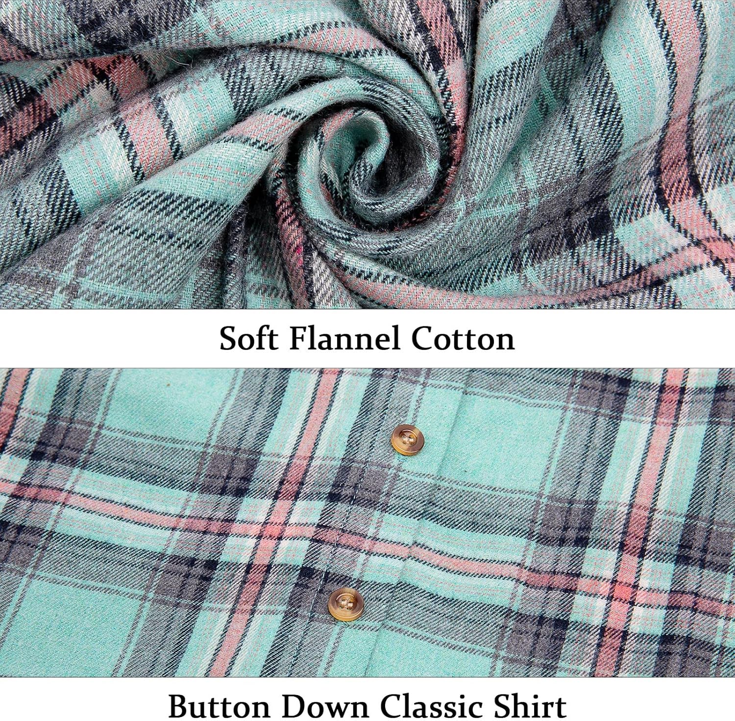 Women Plaid Hooded Shirt Drawstring Flannel Sweatshirt Hoodie Jacket Casual Button Down Blouse Tops with Pocket - Image 5