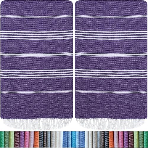 HAVLULAND Paquete de 2 toallas turcas de playa de gran tamaño, 39 x 71 pulgadas, 100% algodón turco, sin arena, de secado rápido, absorbentes, manta