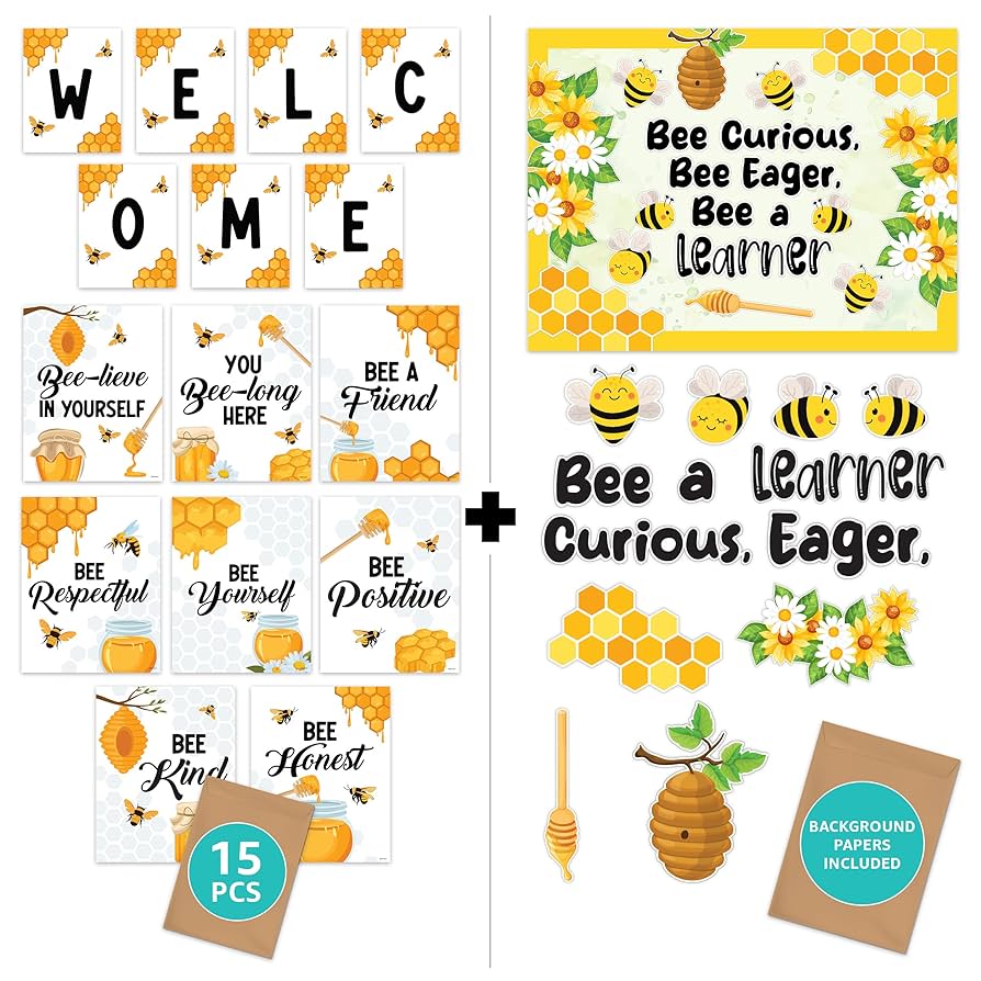 Amazon.com : Decorably Bee-Themed Welcome Posters and Bulletin Board Decorations Set for Classroom : Office Products amazon-com-decorably-bee-themed-welcome-posters-and-bulletin-board-decorations-set-for-classroom-office-products
