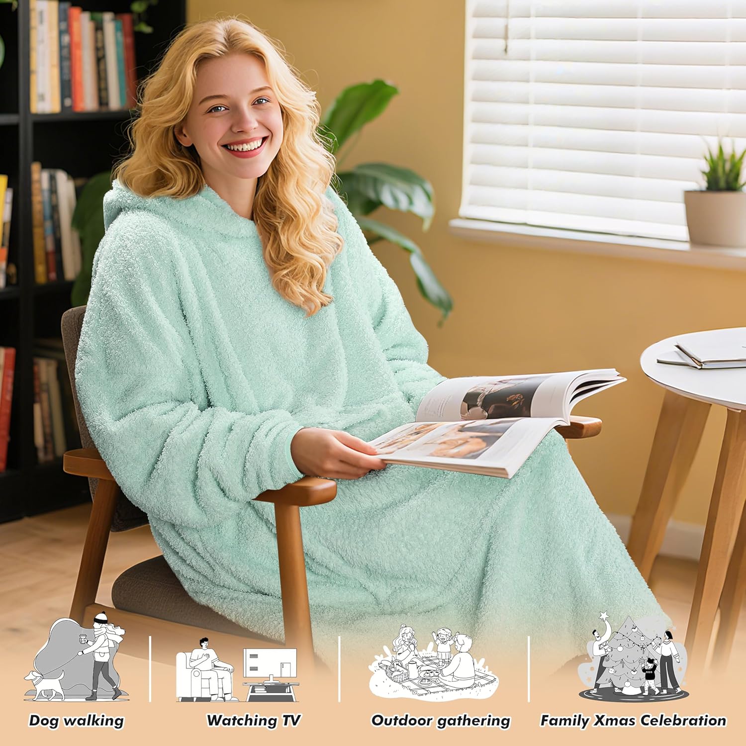 Catalonia Oversized Blanket Hoodie Sweatshirt, Wearable Lounging Fleece Pullover, Gift for Adults Women Men Kids Wife - Image 2