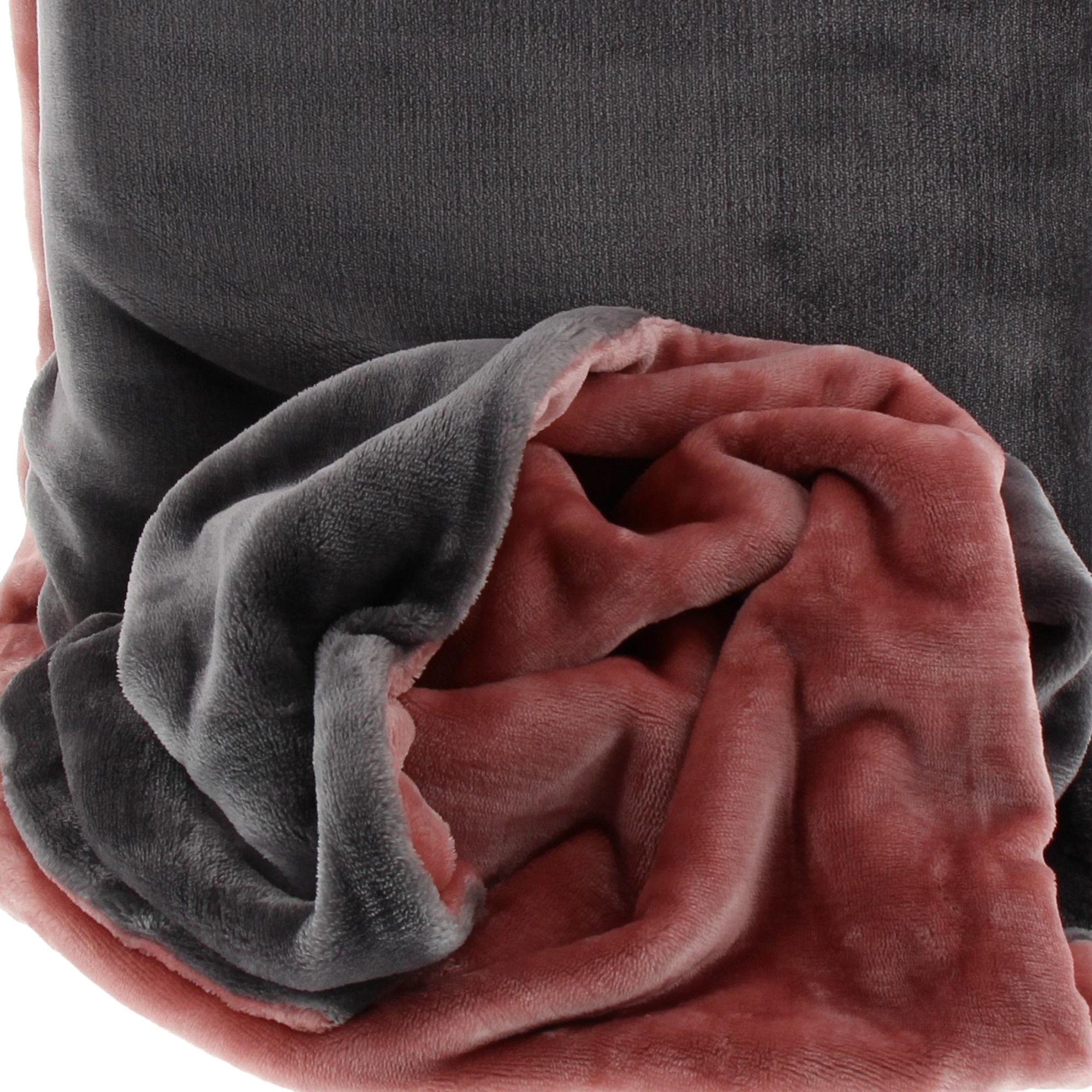 Gözze - Wendebettwäsche, Cashmere-Feeling, Bettbezug: 135 x 200 cm, Kissenbezug: 80 x 80 cm, Mikrofaser - Altrosa/Anthrazit