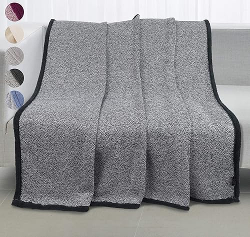 Miniatura 5 de Manta de punto Sherpa súper suave y acogedora con forro polar de felpa para entrenador y cama de 50 x 60 pulgadas, reversible, cálida para todas las