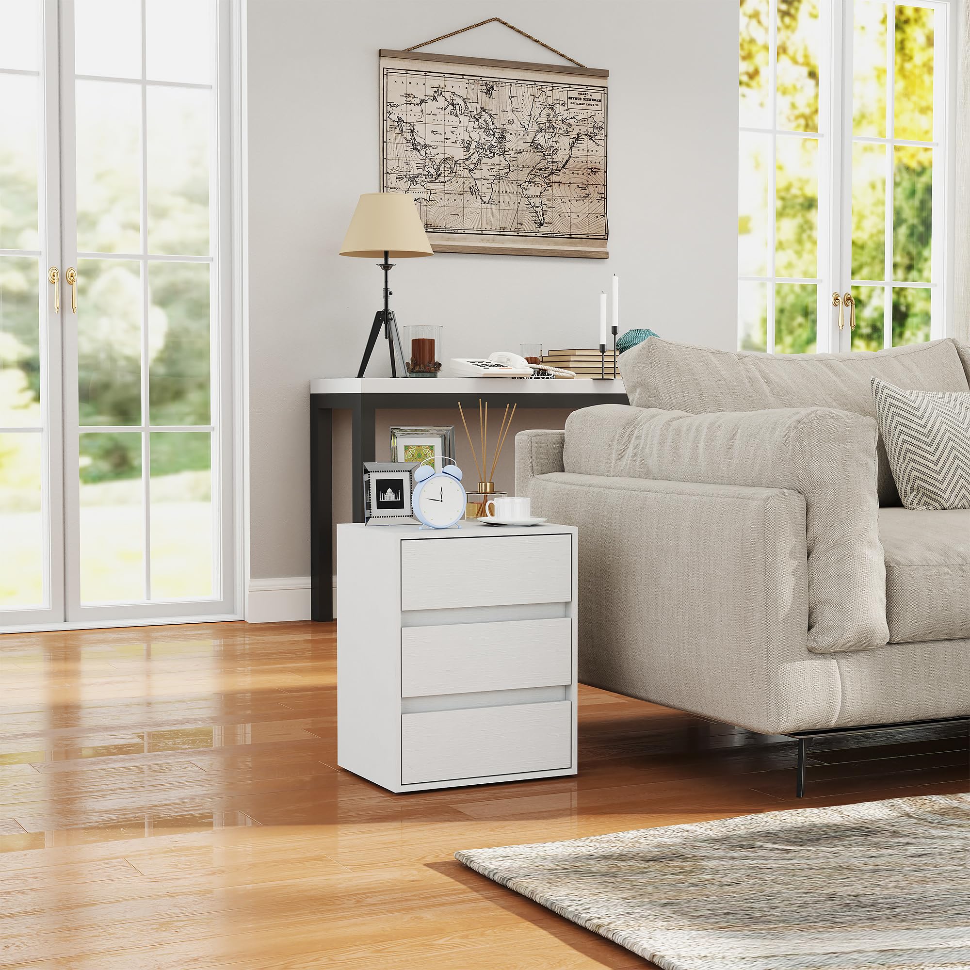 HOMCOM Cassettiera Moderna 3 Cassetti per Corridoio 40x30x50.5 cm Bianco