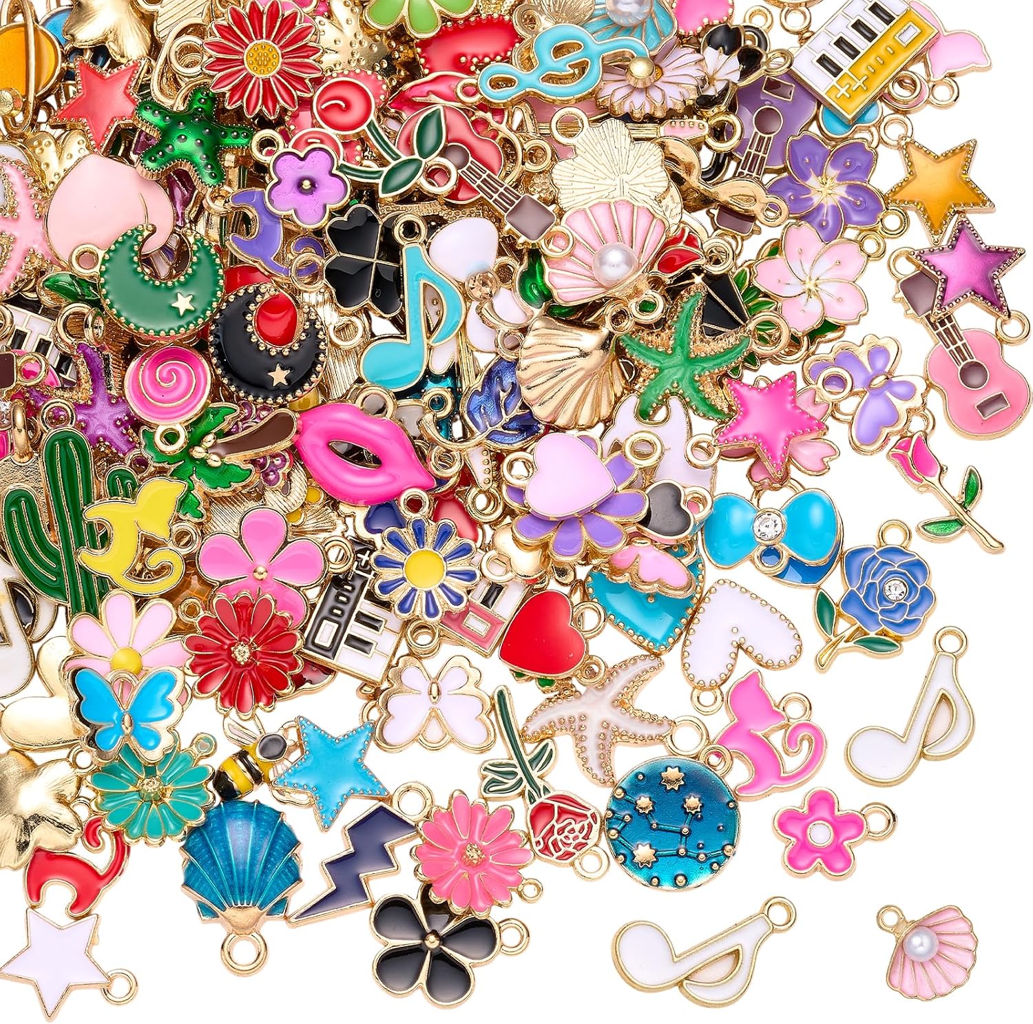 Assorted Enamel Charms for Jewelry Making Bulk Cute Small Alloy Charms Pendant for Bracelet Earring Necklace