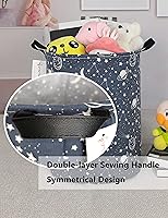 Vista 6 de QUEENLALA Cesta de almacenamiento grande, cesta de lavandería, baño, decoración del hogar, cesta de almacenamiento redonda plegable, para niños