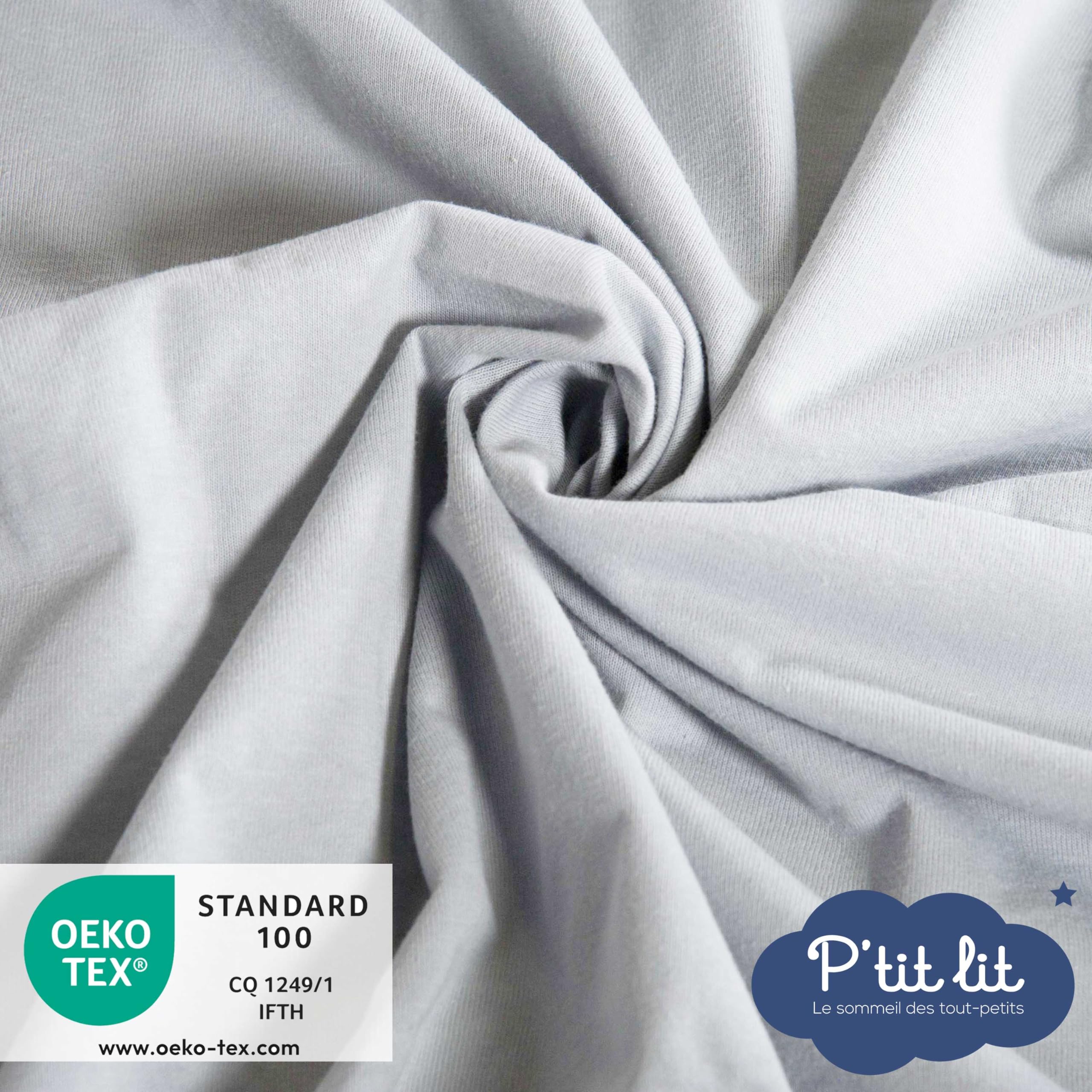 Proteggi Materasso Bambino 2 in 1 70x140 cm Federa Cerata Impermeabile 100% Cotone Oeko Tex Grigio