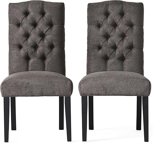Christopher Knight Home CKH Crown Top - Sillas de comedor, juego de 2 piezas, color gris oscuro