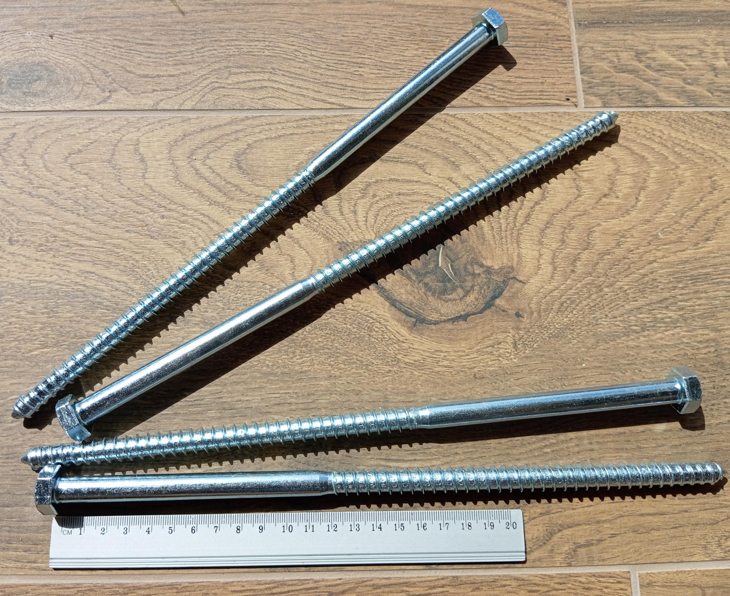 HAFD Heavy-Duty Sleeper Screws 12 x 300mm (12in) Zinc-Plated Hex Head Lag Bolts for Wood to Concrete Fixings for Coach Screw Outdoor Use in Decking Fencing - Image 3