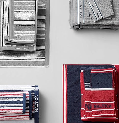 Miniatura 7 de Nautica - Toallas de baño, algodón suave y absorbente, artículos esenciales para el baño modernos, certificado Oeko-Tex (gris firme, 6 piezas)