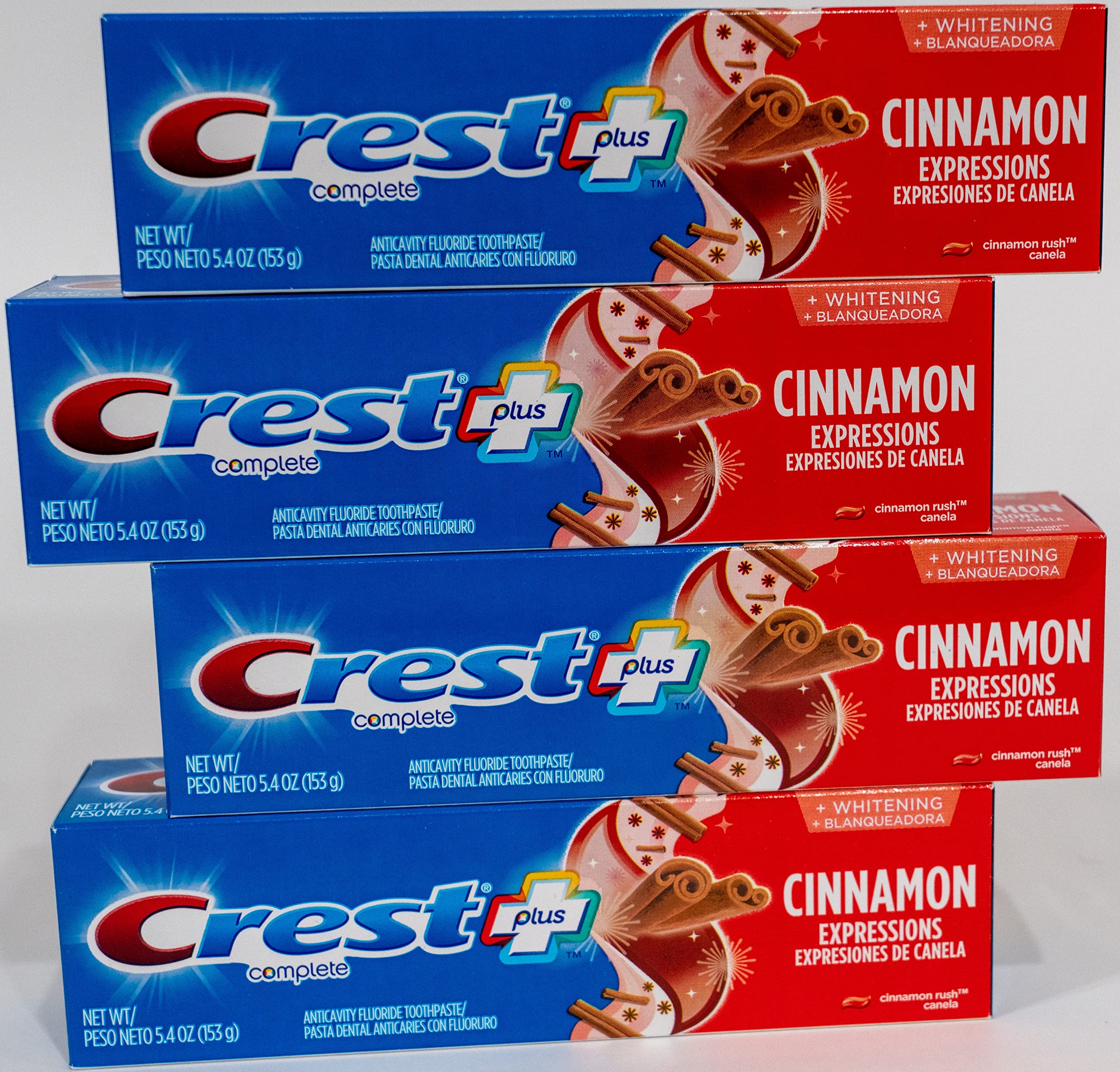 Plus Complete + Whitening Cinnamon Rush Expressions 5.4 oz (4 Pack) 5.4 Ounce (Pack of 4)