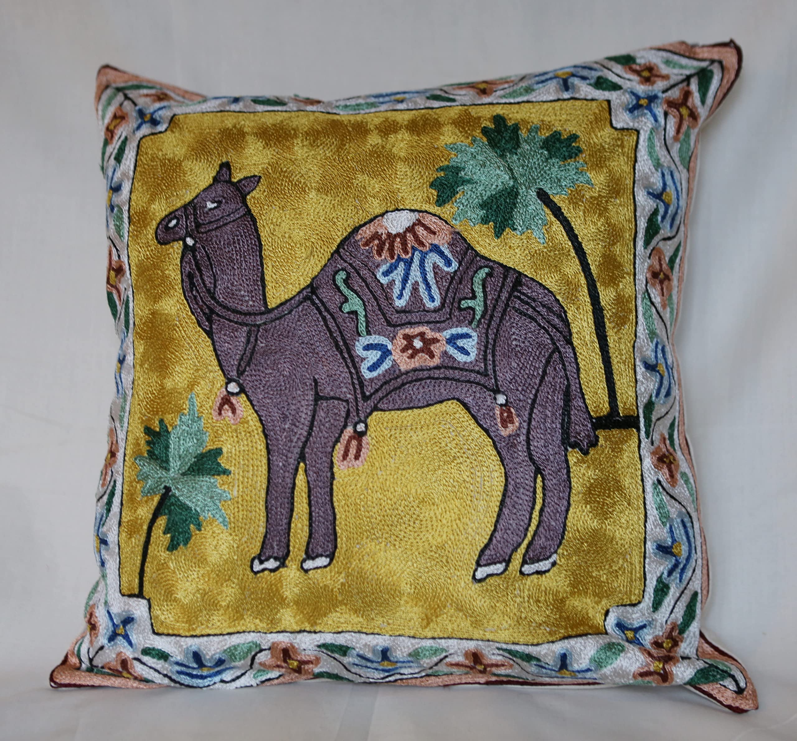 Set 5 Federe In Seta Con Ricamo Etnico Indiano - 41x41 Cm, Marubhumi - 5