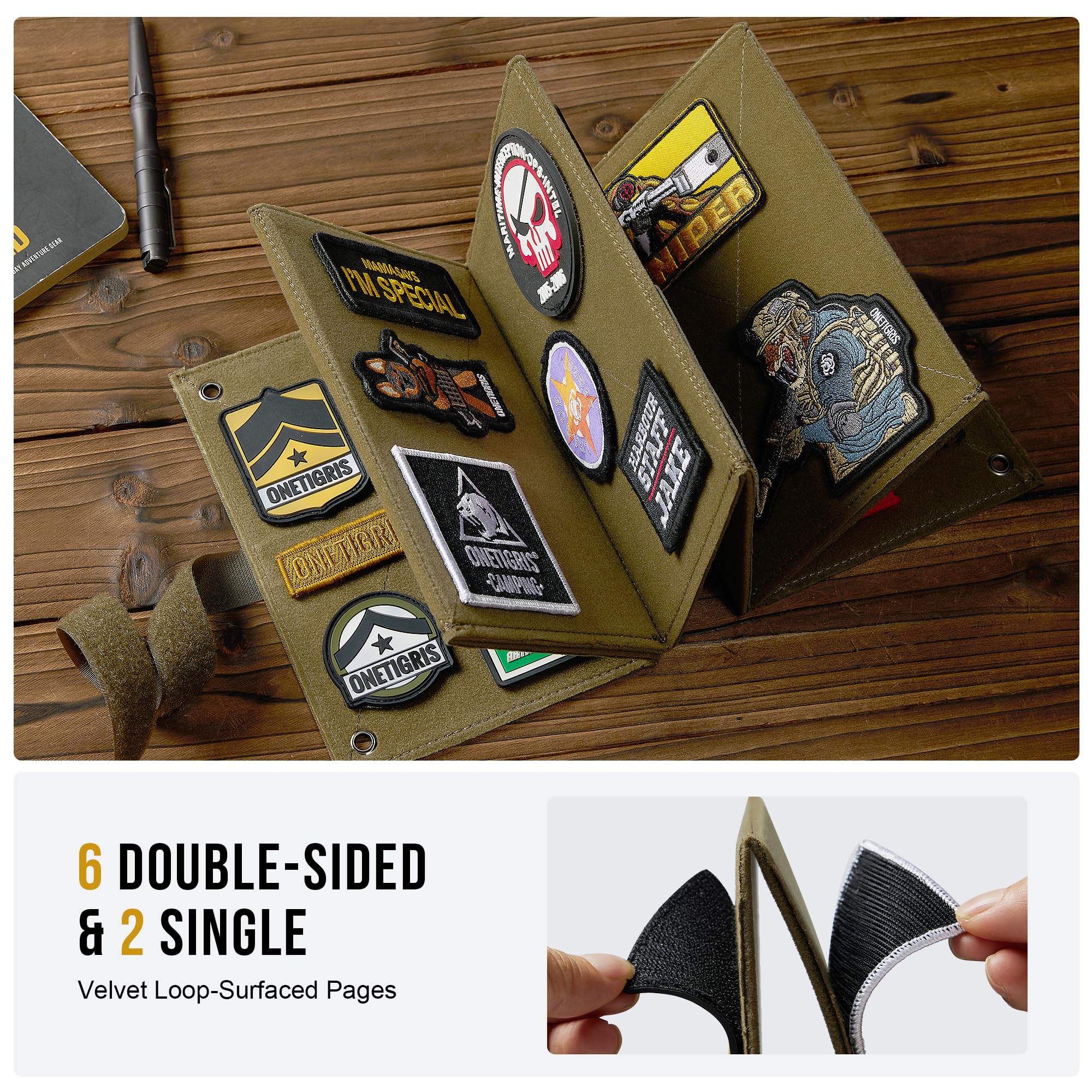 OneTigris Patch Display Board, Foldable Tactical Patch Board Panel Holder Booklet Organizer for Hook & Loop Patch, Flag Patch - Image 2