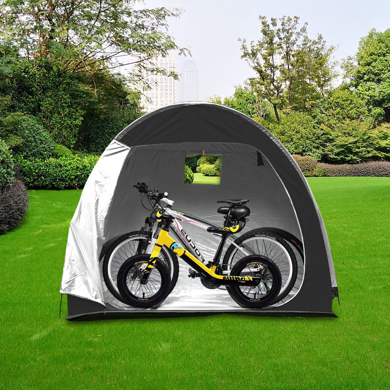 Tenda per Biciclette Attrezzi, Capannone Portatile, Garage Copertura per Biciclette, Tenda da Campeggio a Cupola, Tessuto Oxford 210D, per Biciclette, Moto, Attrezzi da Giardino e Tosaerba