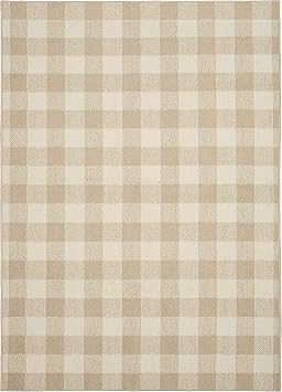 Garland Rug Country Living Checkered Buffalo Plaid Design, Non-Slip Rubberback, Traditional 5x7 Area Rug for Living Room, Bedroom, Kitchen, Dining Room,Nursery,Tan/Ivory