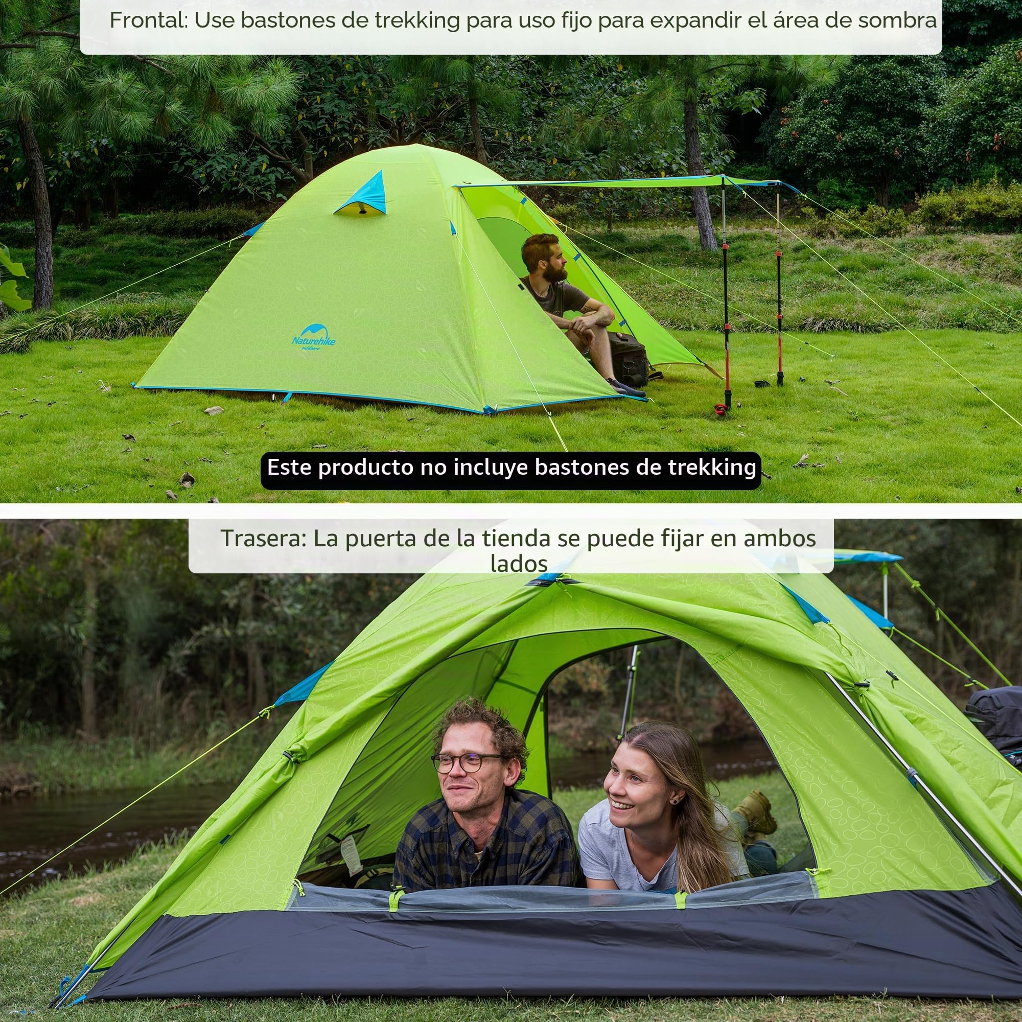 Naturehike Profi Series Tienda 2 Personas Impermeable Ultra Ligera 3-4 Estaciones PU3000mm 2.1kg Paquete Compacto Camping Montañismo Ciclismo Senderismo