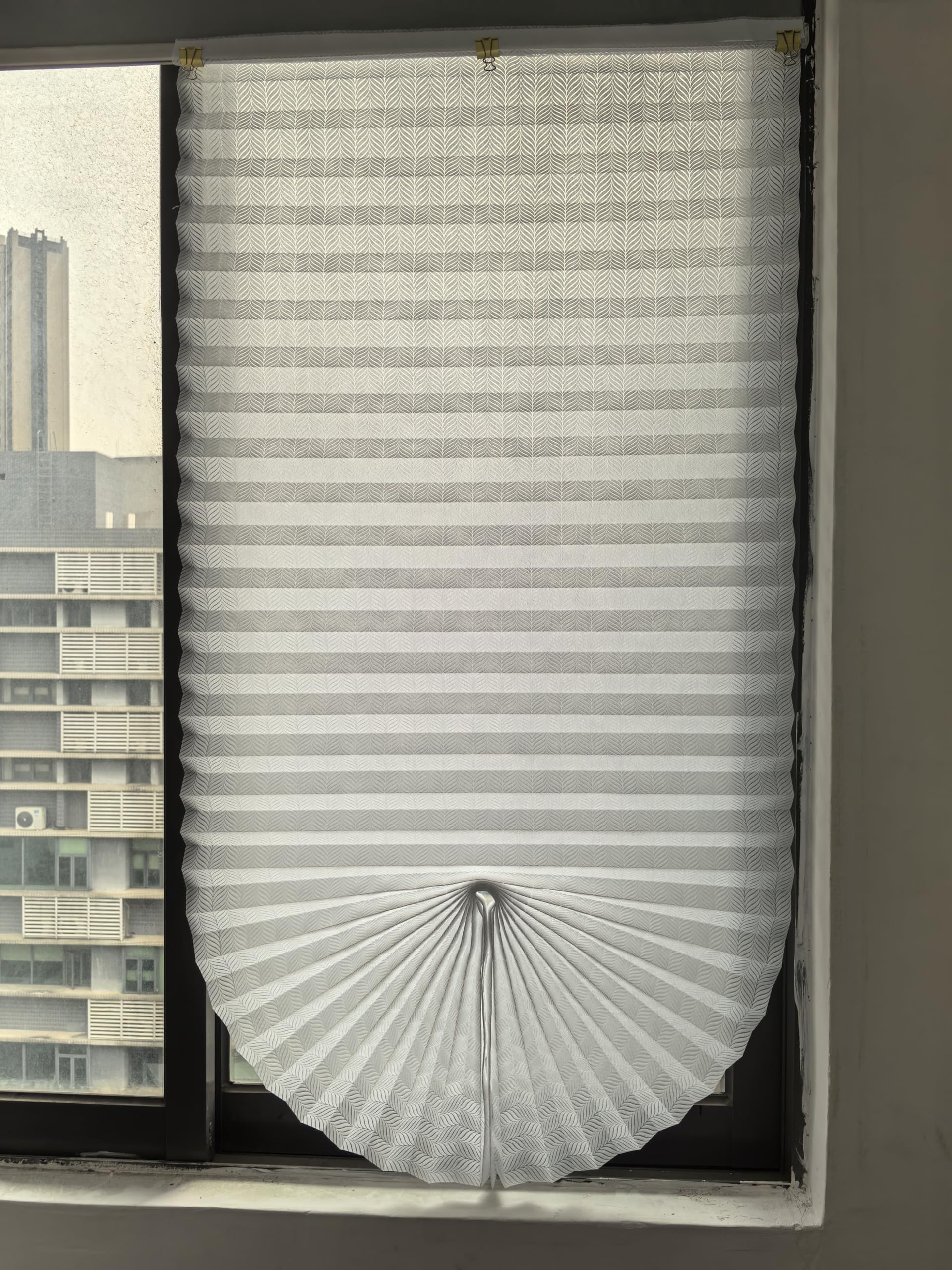 5 Size Self-Adhesive Pleated Blinds Bathroom Balcony Shades Half Blackout Windows Curtains for Bedroom Living Room Balcony (White, 90x180cm (35x70inch))