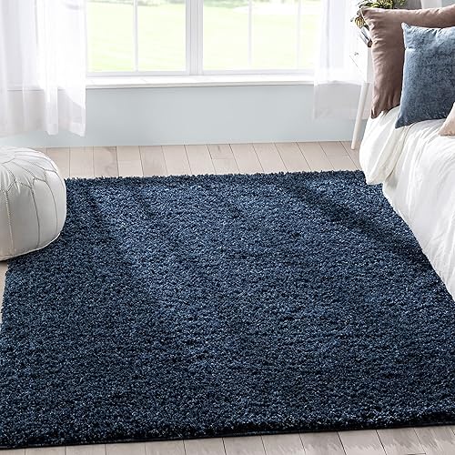 Well Woven Elle Basics Emerson Shag Tapete texturizado de área, azul oscuro, 3 x 5, 3'11" x 5'3"