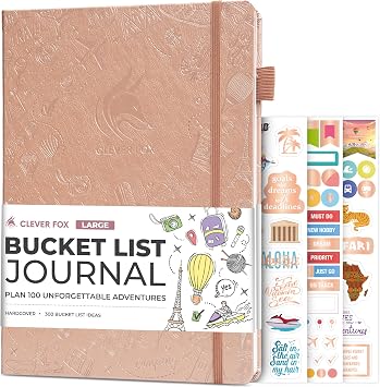 Clever Fox Bucket List Journal Large Inspirational Book for Memories & Adventures Motivational Bucket List Notebook for Couples, A4 Rose Gold